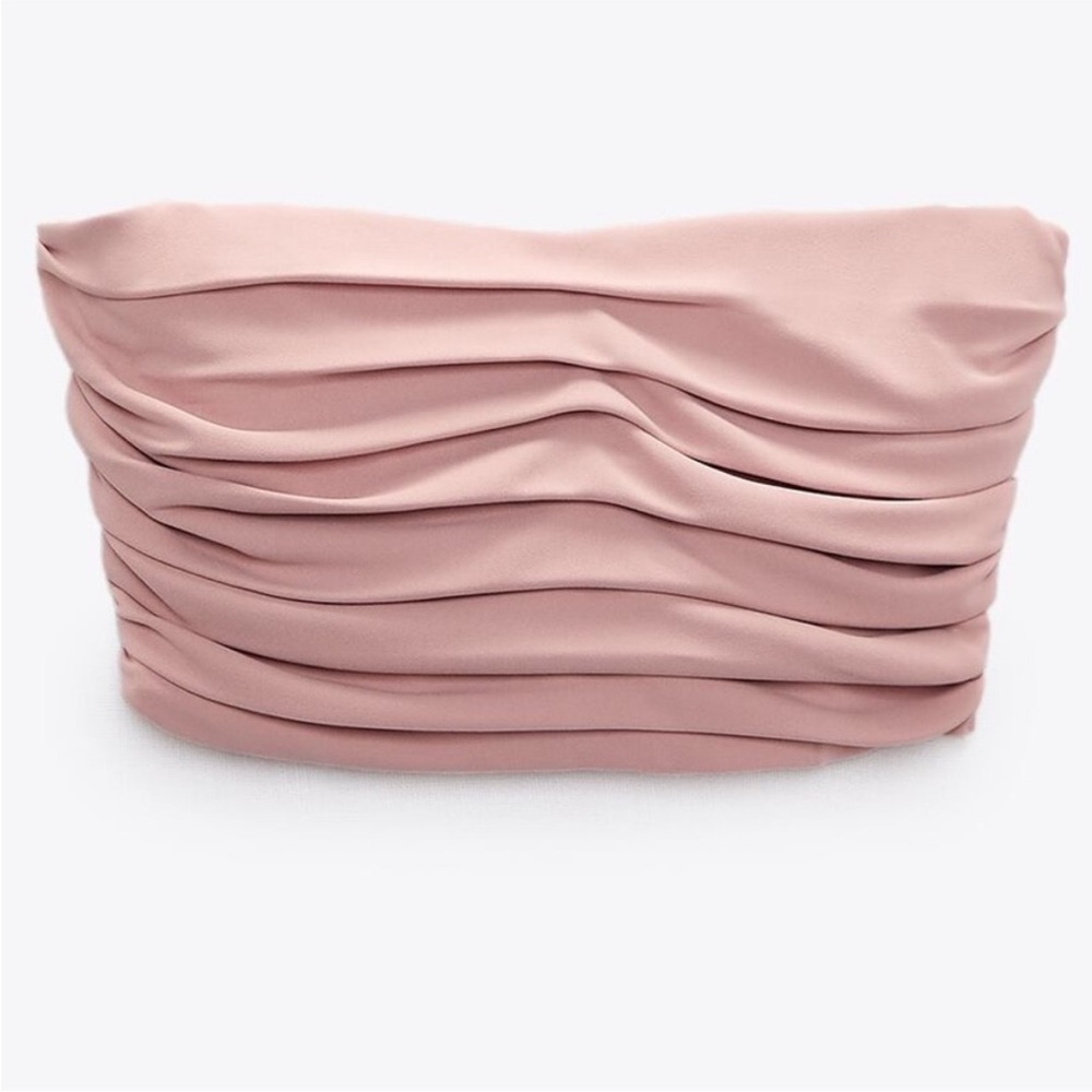 Zara Pale Pink Bustier Crop Top. Size S
